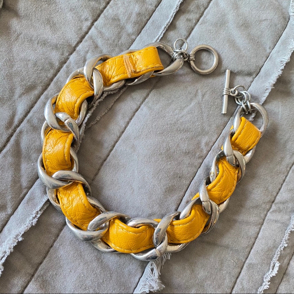 💝 Tommassini Leather Chain Link Bracelet Yellow Swarovski crystals